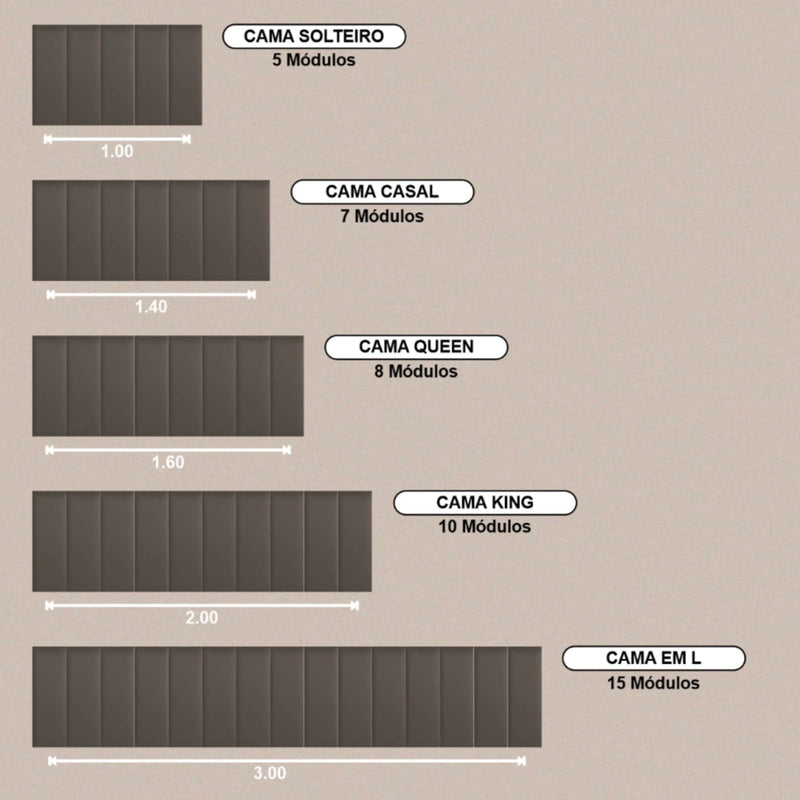 Kit Cabeceira Adesiva Modular 60x20